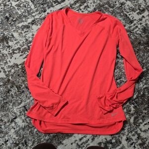 Nike Women's Vibrant Orange Red Long Sleeve Tee Running